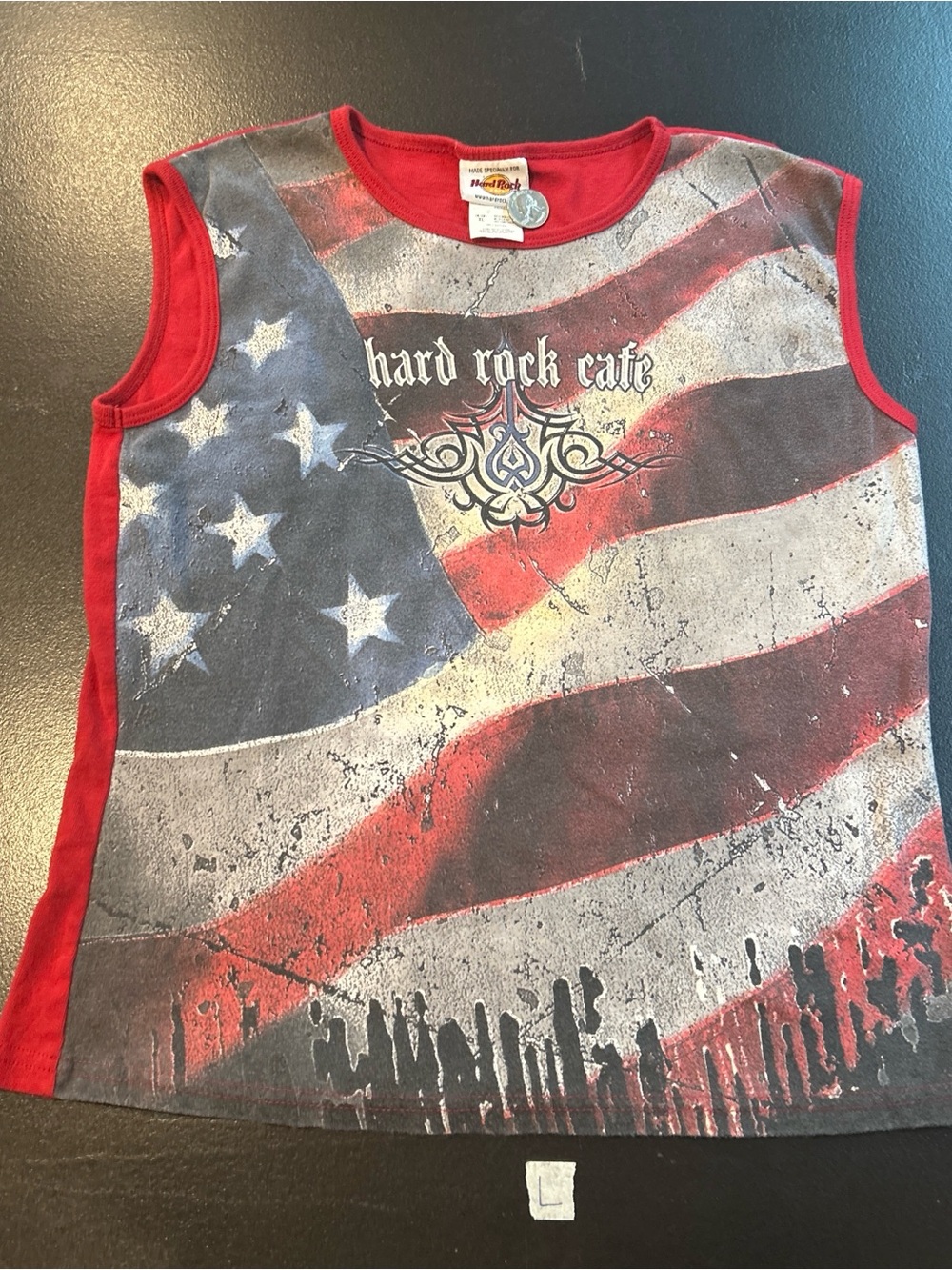 Vintage Hard Rock Cafe Red, White & Blue women’s  Tank with Flag Graphic